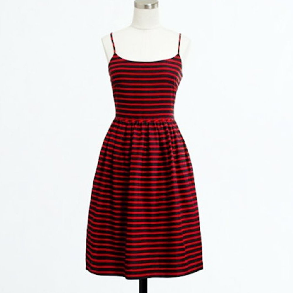 $120 New J Crew Linen Stripe Dress SZ 0
